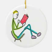 Lezende Stickman Keramisch Ornament (Achterkant)