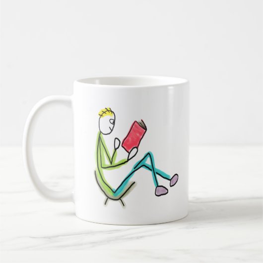 Lezende Stickman Koffiemok (Links)