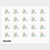 Lezende Stickman Ronde Sticker (Vel)
