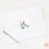 Lezende Stickman Ronde Sticker (Envelop)