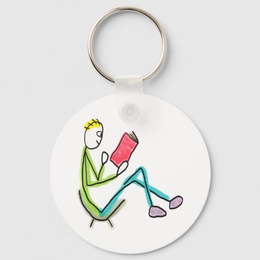 Lezende Stickman Sleutelhanger (Voorkant)
