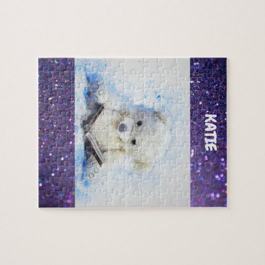 "LEZENDE TEDDY" MET GEPERSONALISEERDE NAAM. LEGPUZZEL (Horizontaal)