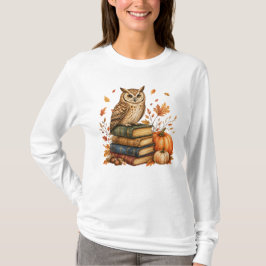 Lezende Uil Leraar Herfst Halloween T-shirt
