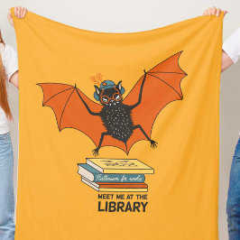 Lezende vleermuis | Whimische bibliothecaris met b Fleece Deken