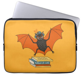 Lezende vleermuis | Whimische bibliothecaris met b Laptop Sleeve