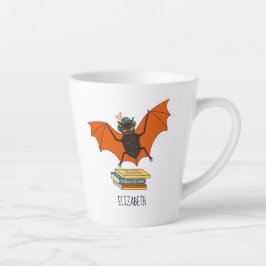 Lezende vleermuis | Whimische bibliothecaris met b Latte Mok