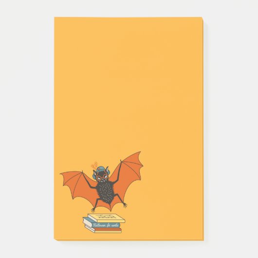 Lezende vleermuis | Whimische bibliothecaris met b Post-it® Notes (Voorkant)