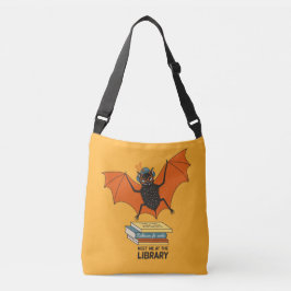 Lezende vleermuis | Whimsical bibliothecaris met b Crossbody Tas