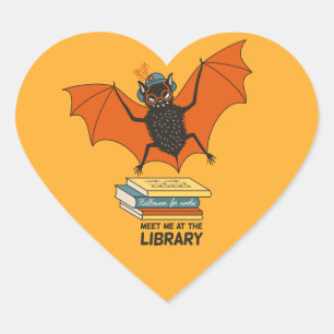 Lezende vleermuis   Whimsical bibliothecaris met b Hart Sticker