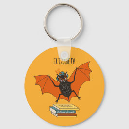 Lezende vleermuis | Whimsical bibliothecaris met b Sleutelhanger