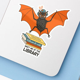 Lezende vleermuis | Whimsical bibliothecaris met b Sticker