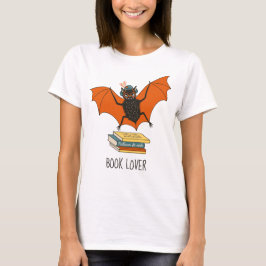 Lezende vleermuis | Whimsical bibliothecaris met b T-shirt