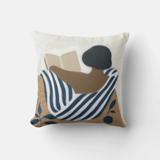 Lezende vrouw Afrocentrisch Kussen (Voorkant)