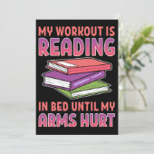 Lezer geeft aan dat mijn werkout in bed staat bedankkaart (Staand voorkant)