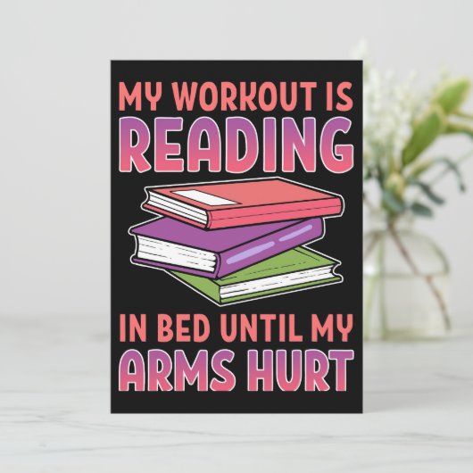 Lezer geeft aan dat mijn werkout in bed staat bedankkaart (Staand voorkant)