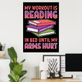 Lezer geeft aan dat mijn werkout in bed staat poster (Thuiskantoor)