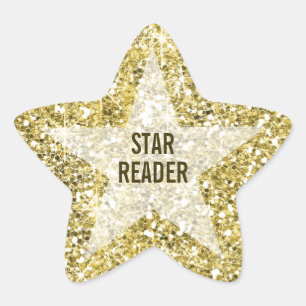 Lezer Gouden Ster Vorm Nep Glitters Beloning Sticker