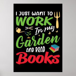 Lezer leest boeken in mijn tuin poster