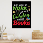 Lezer leest boeken in mijn tuin poster (Keuken)