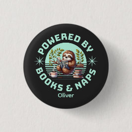 Lezer Luiaard. Uniek Cadeau voor Boekliefhebber Ronde Button 3,2 Cm