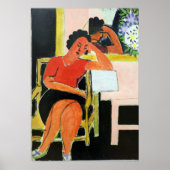 Lezer op zwarte achtergrond Matisse Poster (Voorkant)