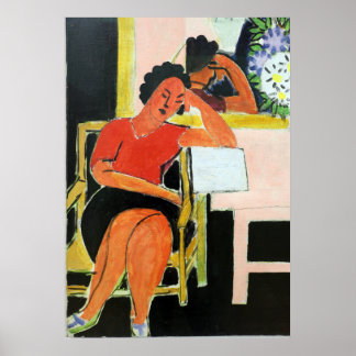 Lezer op zwarte achtergrond Matisse Poster