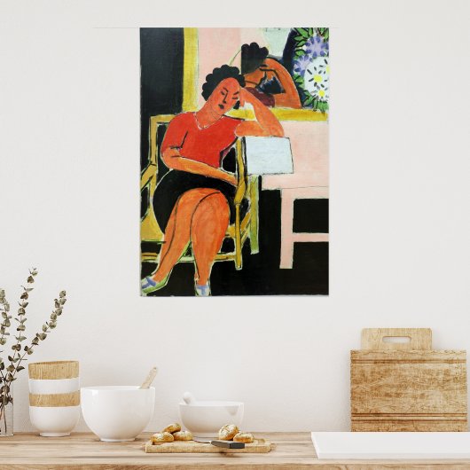 Lezer op zwarte achtergrond Matisse Poster (Keuken)