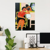 Lezer op zwarte achtergrond Matisse Poster (Thuiskantoor)