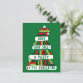 Lezers en boekovers met kerstboom briefkaart (Staand voorkant)