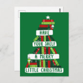 Lezers en boekovers met kerstboom briefkaart (Voorkant / Achterkant)