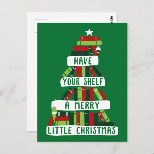 Lezers en boekovers met kerstboom briefkaart (Voorkant / Achterkant)