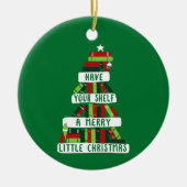 Lezers en boekovers met kerstboom keramisch ornament (Voorkant)