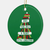 Lezers en boekovers met kerstboom keramisch ornament (Links)