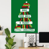 Lezers en boekovers met kerstboom poster (Thuiskantoor)