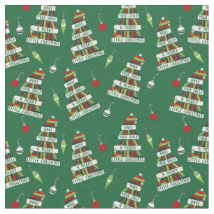 Lezers en boekovers met kerstboom stof