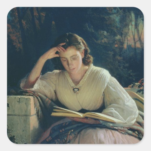 Lezing , 1863 vierkante sticker (Voorkant)