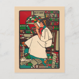  lezing 1909 vrouw omringd door boeken briefkaart