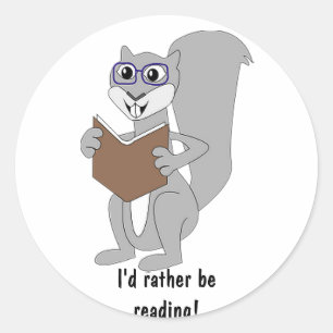 Lezing Cartoon Eekhoorn Sticker