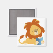 Lezing Cartoon Leeuwenmagneet Magneet (Voorkant / Achterkant)