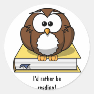 Lezing Cartoon Uil Sticker