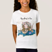 *~* LEZING IS FUN Bloemenmeisje Child Gold Blue T-shirt (Voorkant)