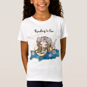 *~* LEZING IS FUN Bloemenmeisje Child Gold Blue T-shirt