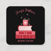 Lezing Leraar Boeken Zwart Vierkante Visitekaartje (Voorkant)
