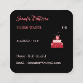 Lezing Leraar Boeken Zwart Vierkante Visitekaartje (Achterkant)