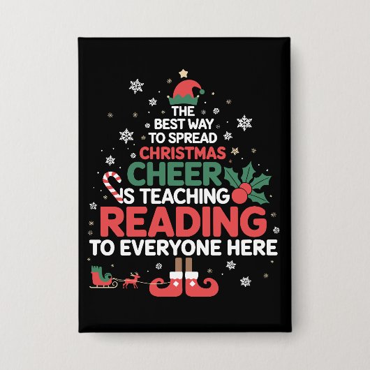 Lezing Leraar Kerst Elf Kerstmis Cheer Button (Voorkant)