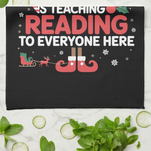 Lezing Leraar Kerst Elf Kerstmis Cheer Theedoek (Gevouwen)