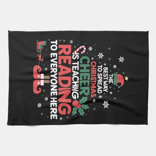 Lezing Leraar Kerst Elf Kerstmis Cheer Theedoek (Horizontaal)