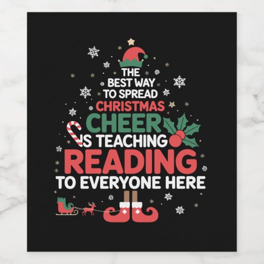 Lezing Leraar Kerst Elf Kerstmis Cheer Wijn Etiket (Enkel label)