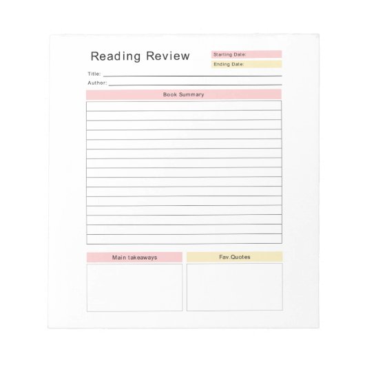 Lezing Review Planner Notitieblok (Voorkant)