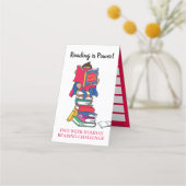 Lezing superheld jongen twee weken lezen uitdaging klantenkaartje (Voorkant)